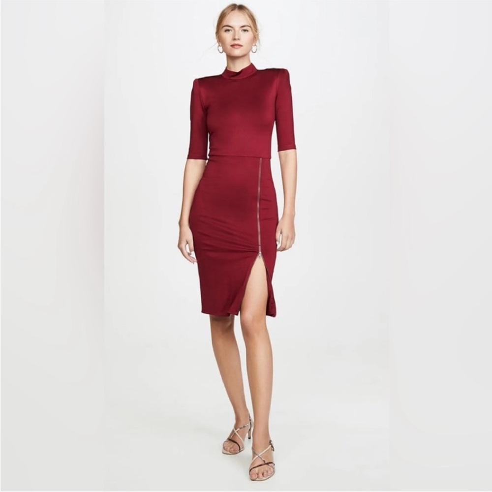 Alice + Olivia Burgundy Midi Dress - Picture 2 of 5